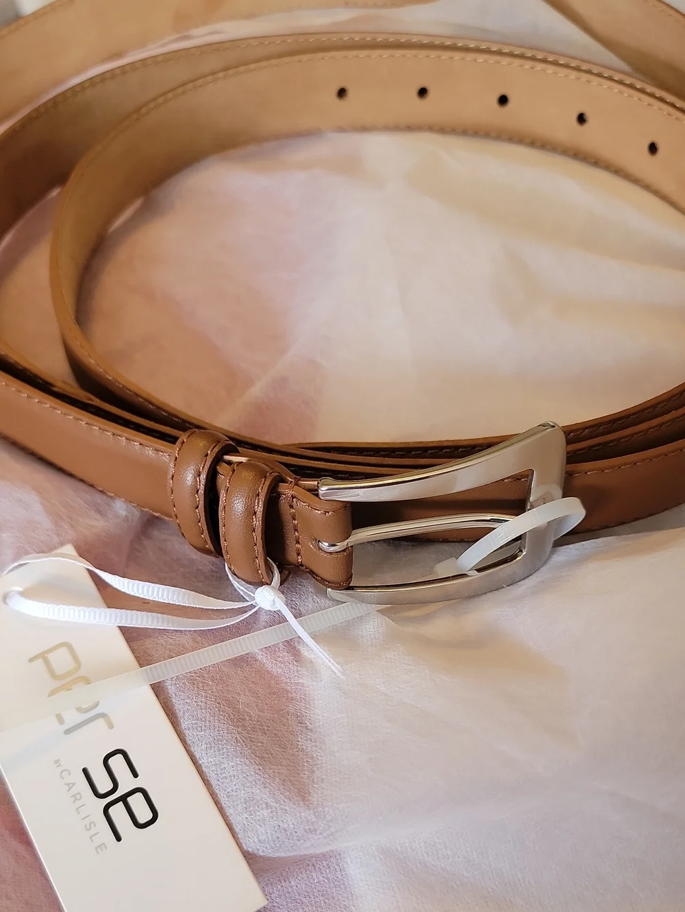 NWT Per Se by Carlisle Made in Italy Terracotta Leather Double Wrap Belt